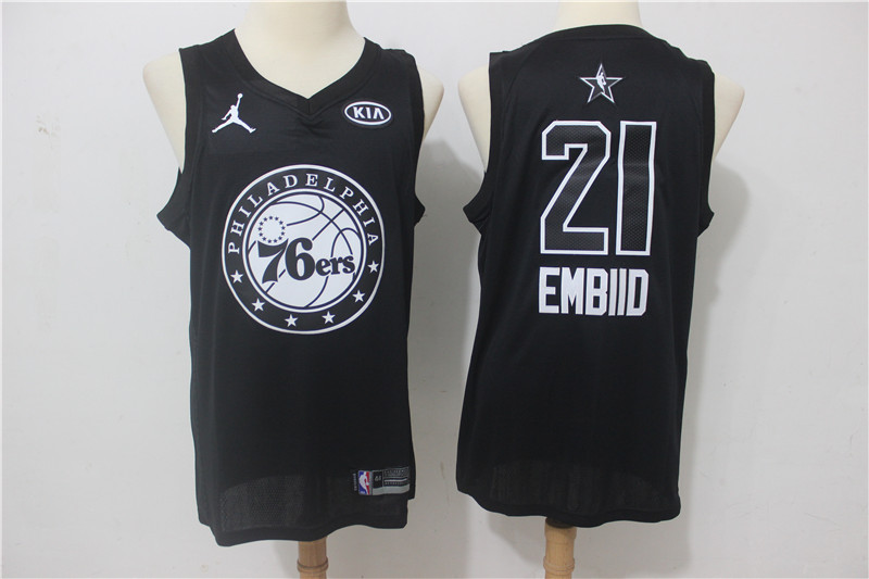 Men Philadelphia 76ers #21 Embiid Black 2108 All Stars NBA Jerseys->->NBA Jersey